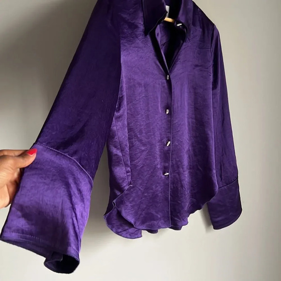 NANUSHKA madine satin Shirt (Purple) - Picture 7 of 13